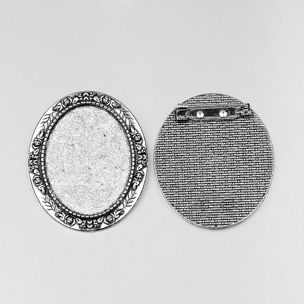 

PandaHall Vintage Tibetan Style Alloy Brooch Cabochon Bezel Settings, Cadmium Free & Lead Free, with Iron Pin Back Bar Findings, Antique...