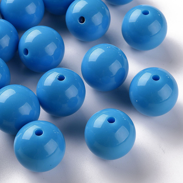 

PandaHall Opaque Acrylic Beads, Round, Deep Sky Blue, 20x19mm, Hole: 3mm, about 111pcs/500g Acrylic Round
