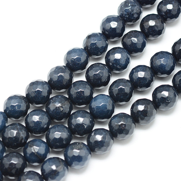 

PandaHall Natural White Jade Bead Strands, Dyed, Faceted, Round, Prussian Blue, 8~9mm, Hole: 1mm, about 46pcs/strand, 14.76~14.96 inch...