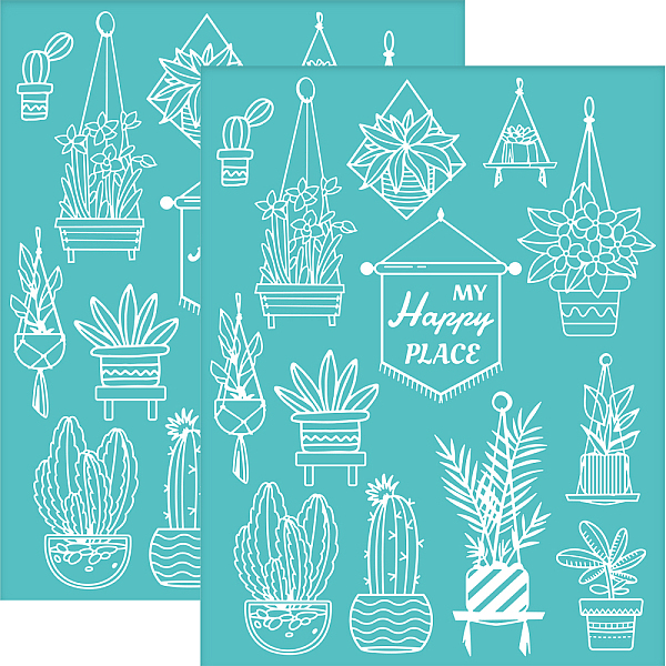 

PandaHall OLYCRAFT 2Pcs 8.6x11 Inch Plant Self-Adhesive Silk Screen Printing Stencil Potting Silk Screen Stencil My Happy Place Reusable...