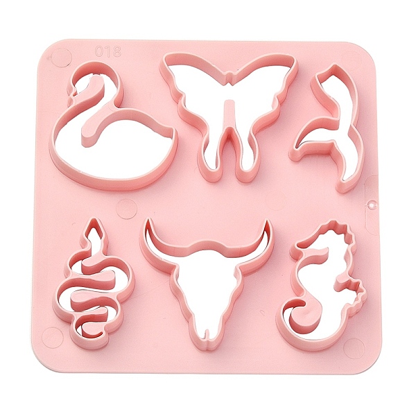 

PandaHall ABS Plastic Cookie Cutters, Snake/Butterfly/Swan, Pink, 100x100mm Plastic Square Pink