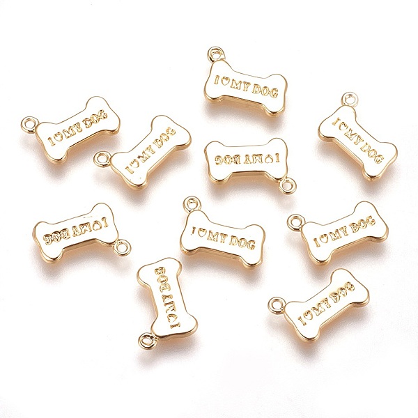 

PandaHall Brass Charms, Bone with Word I Love My Dog, Nickel Free, Real 18K Gold Plated, 12x8.5x1.5mm, Hole: 0.5mm Brass Others