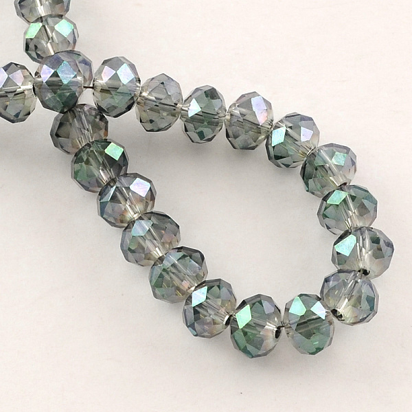 

PandaHall Electroplate Glass Bead Strands, Faceted Rondelle, Sea Green, 2.5x2mm, Hole: 0.8mm, about 168~170pcs/strand Glass Rondelle