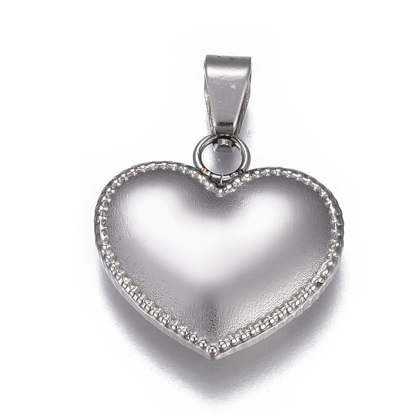 

PandaHall 304 Stainless Steel Pendants, Puffed Heart, Stainless Steel Color, 19x19x4mm, Hole: 3x5mm 304 Stainless Steel Heart