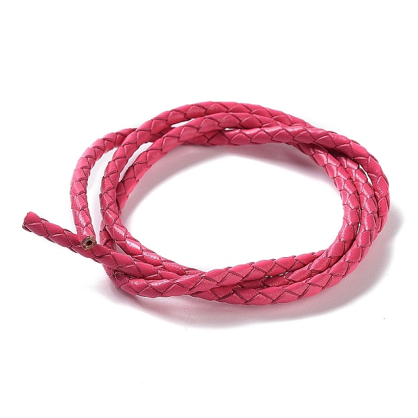 

PandaHall Braided Leather Cord, Cerise, 3mm, 50yards/bundle Leather Red