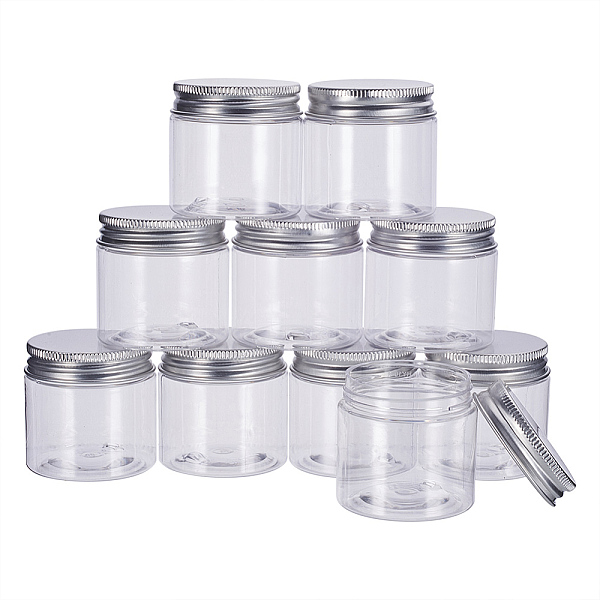 PandaHall BENECREAT 12 Pack 2oz/60ml Column Plastic Clear Storage Containers Jars Organizers with Aluminum Screw-on Lids, Portable for...