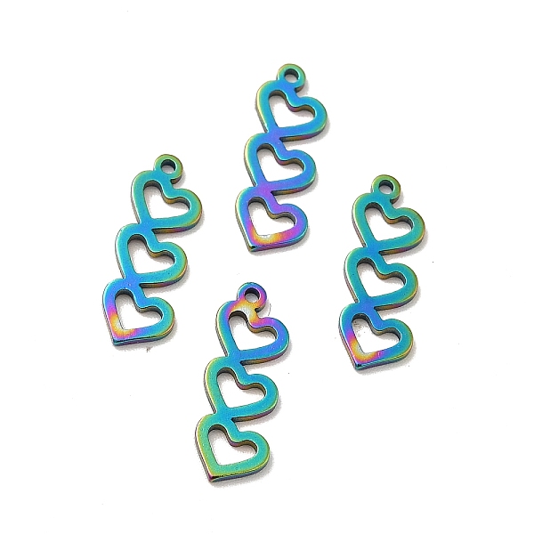 

PandaHall Ion Plating(IP) 201 Stainless Steel Pendants, Heart with Heart, Rainbow Color, 16.5x6x1mm, Hole: 1mm 201 Stainless Steel Heart