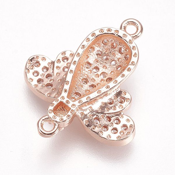 

PandaHall Brass Micro Pave Cubic Zirconia Links, Clear, Insects, Rose Gold, 19x16.5x4mm, Hole: 1.5mm Brass+Cubic Zirconia Insects Clear
