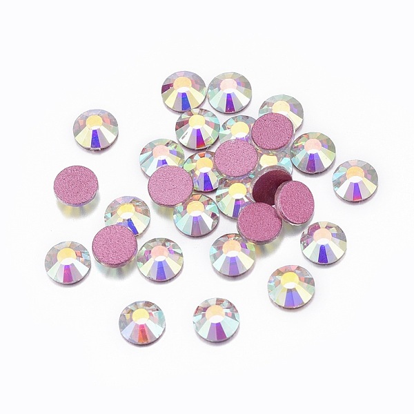 PandaHall Glass Rhinestone Cabochons, Grade AA, Flat Back & Faceted, Half Round, Crystal AB, SS8, 2.3~2.4mm, about 1440pcs/bag Glass...
