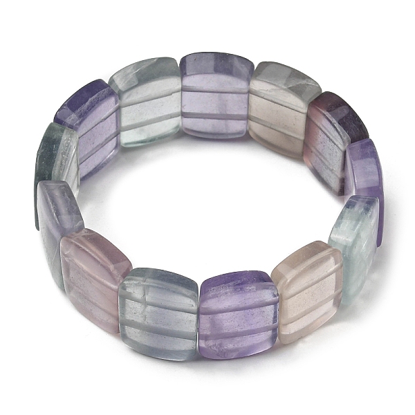 

PandaHall Natural Fluorite Rectangle Beaded Stretch Bracelet for Women, Inner Diameter: 2-1/8 inch(5.4cm) Fluorite