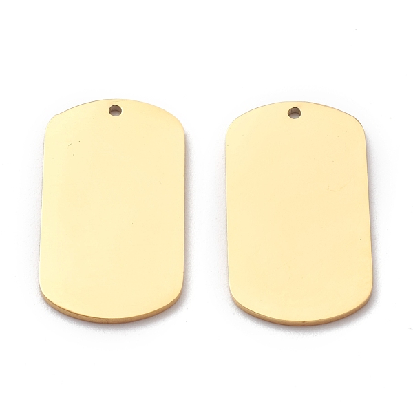 PandaHall 304 Stainless Steel Pendants, Stamping Blank Tag, Rectangle, Golden, 25x13.5x1mm, Hole: 1.2mm 304 Stainless Steel Rectangle
