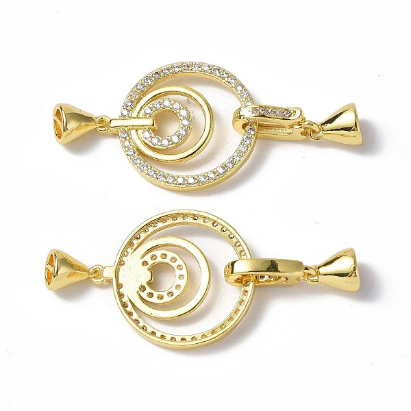 

PandaHall Brass Micro Pave Clear Cubic Zirconia Fold Over Clasps, Round, Real 18K Gold Plated, Clasp: 14.5x2.5x7.5mm, Round: 27x22x3mm...
