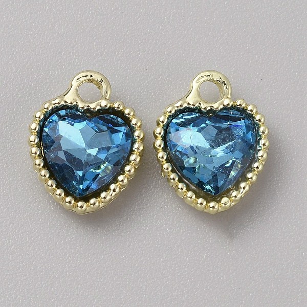 

PandaHall Glass Pendants, with Light Gold Alloy Finding, Heart Charms, Prussian Blue, 13x10.5x4mm, Hole: 2mm Alloy+Glass Heart