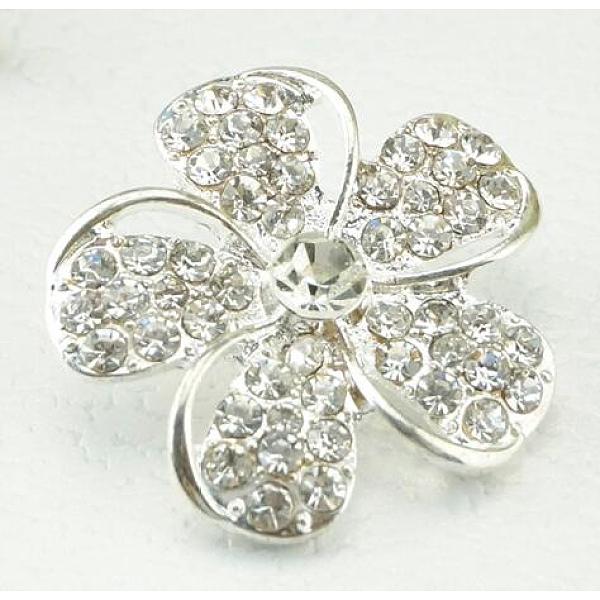 

PandaHall Rhinestone Shank Buttons, with Silver Plated Alloy Findings, 1-Hole, Flower, Crystal, 24x25mm, Hole: 2mm Alloy Flower Silver