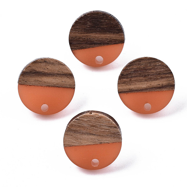 

PandaHall Resin & Walnut Wood Stud Earring Findings, with 304 Stainless Steel Pin, Flat Round, Coral, 15mm, Hole: 1.8mm, Pin: 0.7mm..., Red