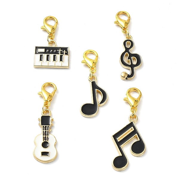 

PandaHall Musical Theme Alloy Enamel Pendants Decorations, with Zinc Alloy Lobster Claw Clasps, Black, 25~39mm Alloy+Enamel Musical Note...