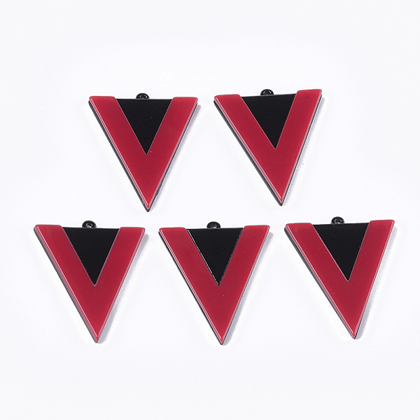 

PandaHall Cellulose Acetate(Resin) Pendants, Triangle, Red, 42x34x4mm, Hole: 1.5mm Cellulose Acetate Triangle Red
