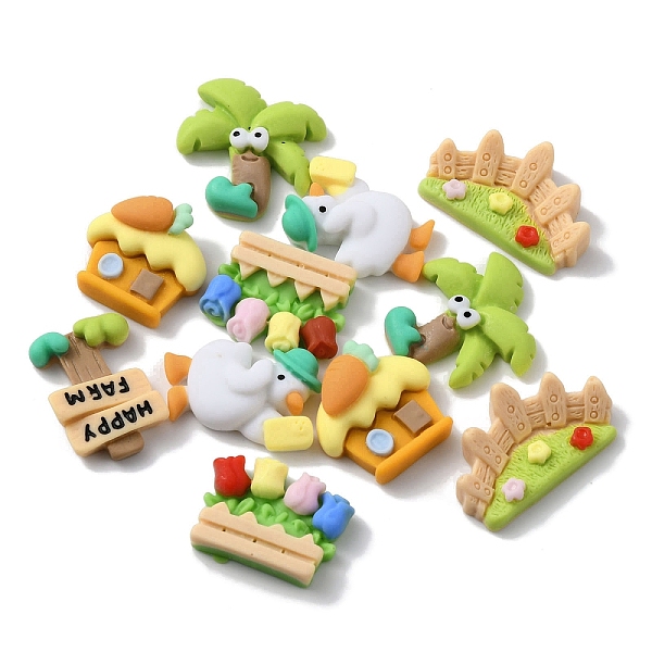 

PandaHall Opaque Resin Decoden Cabochons, Duck/Coconut Tree/Fense, Mixed Shapes, Mixed Color, 17~24x17~29x5mm Resin Mixed Shapes Multicolor