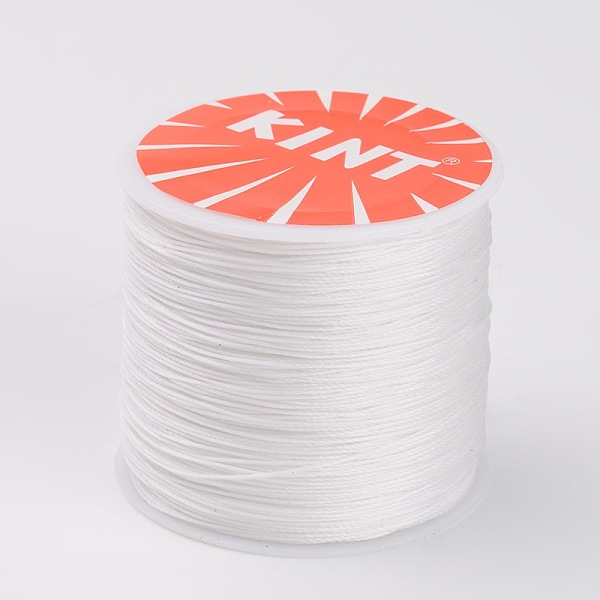 

PandaHall Round Waxed Polyester Cords, Twisted Cord, White, 0.5mm, about 115.92 yards(106m)/roll Waxed Polyester Cord Round White
