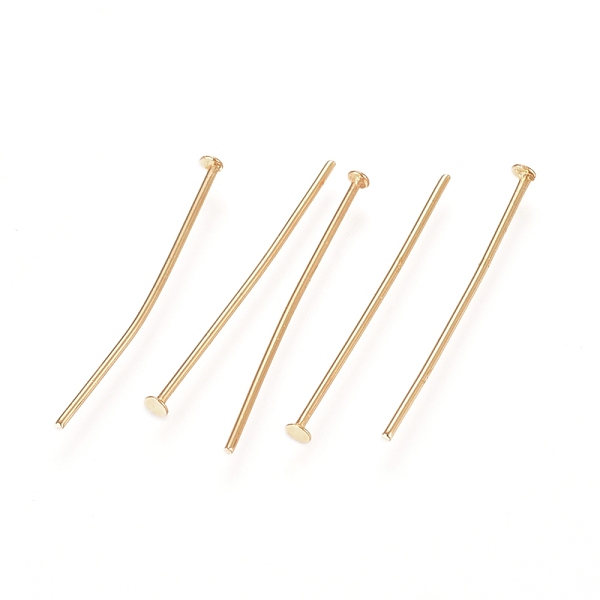 

PandaHall 304 Stainless Steel Flat Head Pins, Golden, 20.3x0.6mm, 22 Gauge, Head: 1.4mm 304 Stainless Steel