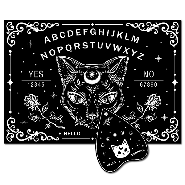 

PandaHall CREATCABIN Black Cat Wood Spirit Board Talking Boards Pendulum Board Wooden with Planchette Dowsing Divination Game Kit Spirit...
