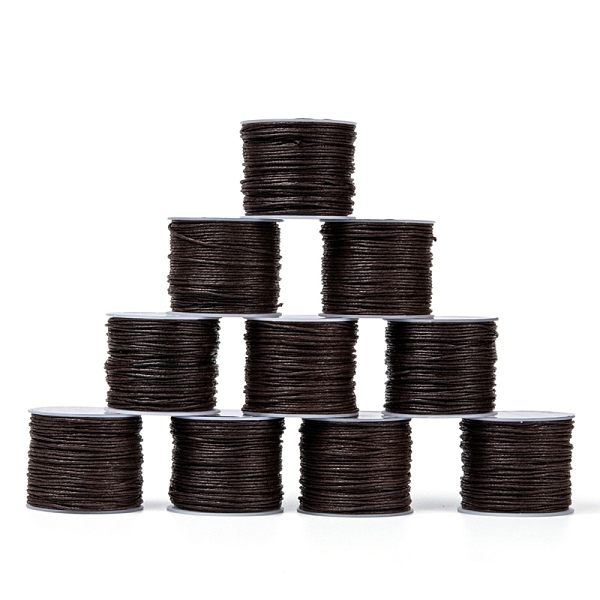 PandaHall Waxed Cotton Cord, Saddle Brown, 1mm, about 27.34 yards(25m)/roll Waxed Cotton Cord Round Brown