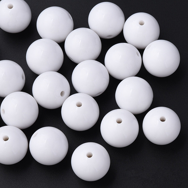 

PandaHall Opaque Acrylic Beads, Round, White, 20x19mm, Hole: 3mm, about 111pcs/500g Acrylic Round White