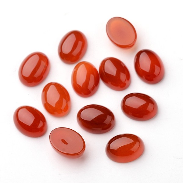 

PandaHall Grade A Natural Red Agate Oval Cabochons, Dyed, Orange Red, 16x12x6mm Carnelian Oval Red