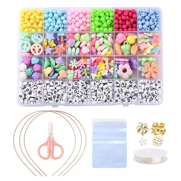 

PandaHall DIY Cute Colorful Beads & Pendants Kid Jewelry Set Making Kit, Including Opaque Acrylic Beads & Pendants, Iron Hair Band Findings..., Multicolor