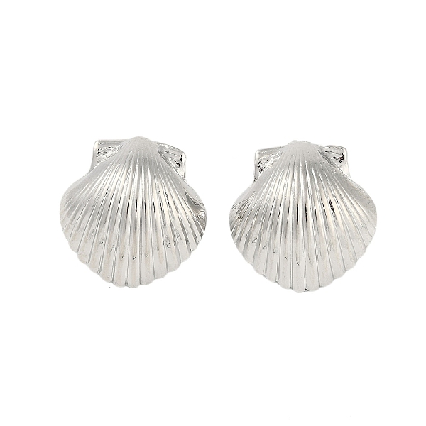 

PandaHall Brass Earring for Women, Shell Shape, Stud Earrings, Platinum, 24x24mm Brass Shell Shape