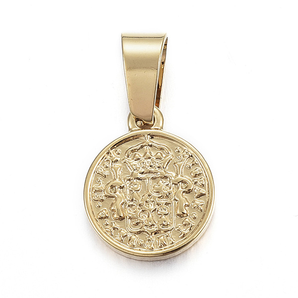 

PandaHall Vacuum Plating 304 Stainless Steel Coin Pendants, Hispan Et Ind Rex Coin, Golden, 14x11x2mm, Hole: 5x7mm 304 Stainless Steel Flat...