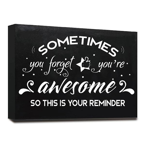

PandaHall CREATCABIN Sometimes You Forget You're Awesome Inspirational Wooden Box Signs Home Wall Decorations Tabletop Decoration Wooden Art..., Black