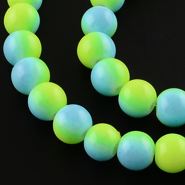 

PandaHall Two-Color Baking Painted Glass Bead Strands, Round, Sky Blue, 6mm, Hole: 1.3~1.6mm, about 138pcs/strand, 32.5 inch Glass Round...