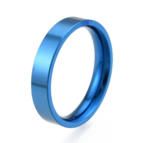 

PandaHall 201 Stainless Steel Plain Band Ring for Women, Blue, Inner Diameter: 17mm 201 Stainless Steel