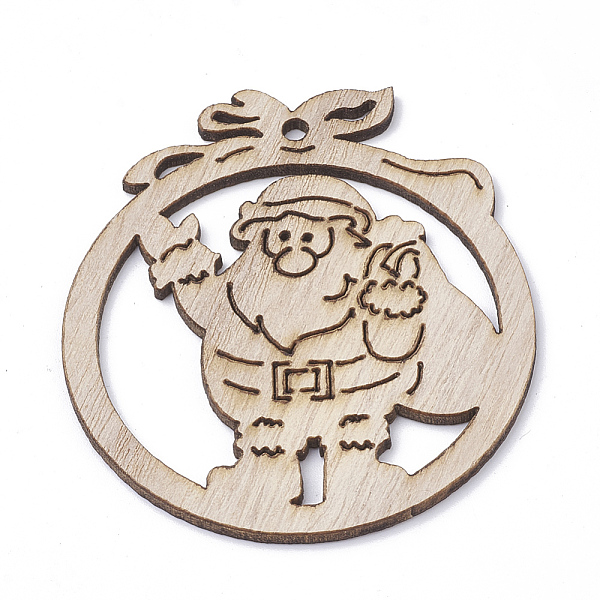 

PandaHall Undyed Wooden Big Pendants, Father Christmas, BurlyWood, 71.5x63x2.5mm, Hole: 3mm Wood Human Orange