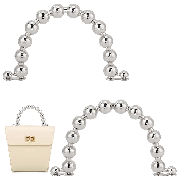 PandaHall Zinc Alloy Round Bead Bag Handle, for Bag Replacement Accessories, Arch, Platinum, 8.5x13.3x1.5cm Alloy Arch