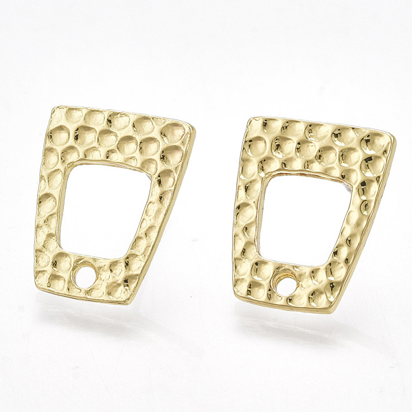 

PandaHall Alloy Stud Earring Findings, with Loop and Steel Pins, Trapezoid, Light Gold, 15.5~16x12.5mm, Hole: 1.5mm, Pin: 0.7mm Alloy...