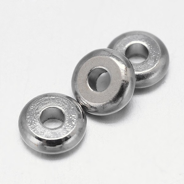 

PandaHall Flat Round Brass Spacer Beads, Platinum, 4x1.5mm, Hole: 1.5mm Brass Flat Round