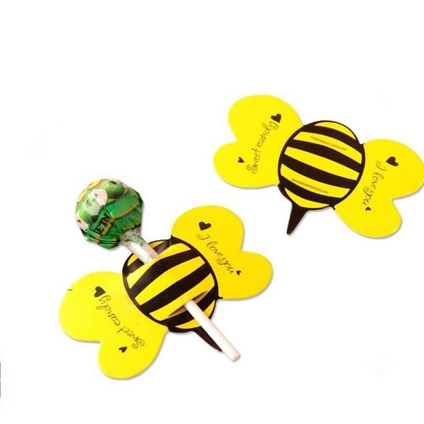 

PandaHall Paper Candy Lollipops Cards, Bees with Word Sweet Candy & Love You, for Baby Shower and Birthday Party Decoration, Yellow...