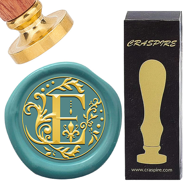

PandaHall Brass Wax Seal Stamps with Rosewood Handle, for DIY Scrapbooking, Letter E, 25mm Brass Letter E