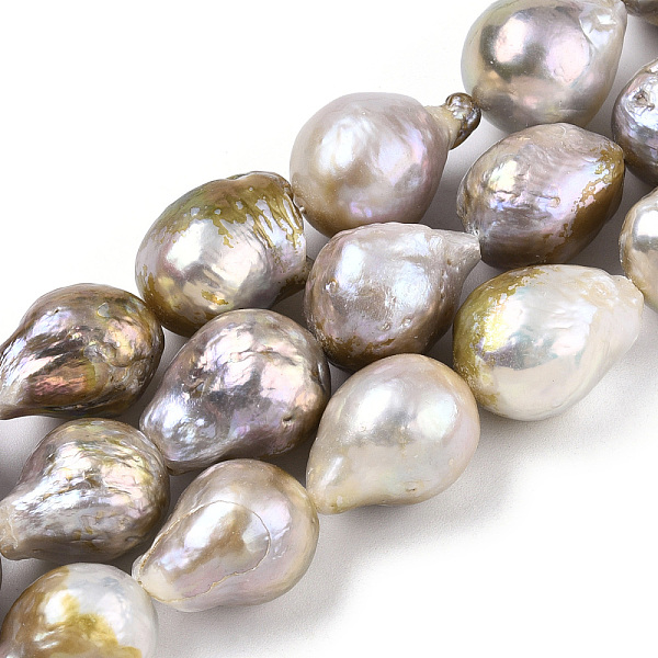 

PandaHall Natural Baroque Pearl Keshi Pearl Beads Strands, Cultured Freshwater Pearl, Teardrop, Dark Khaki, 16~20x12~14x12~14mm, Hole: 0.5mm...