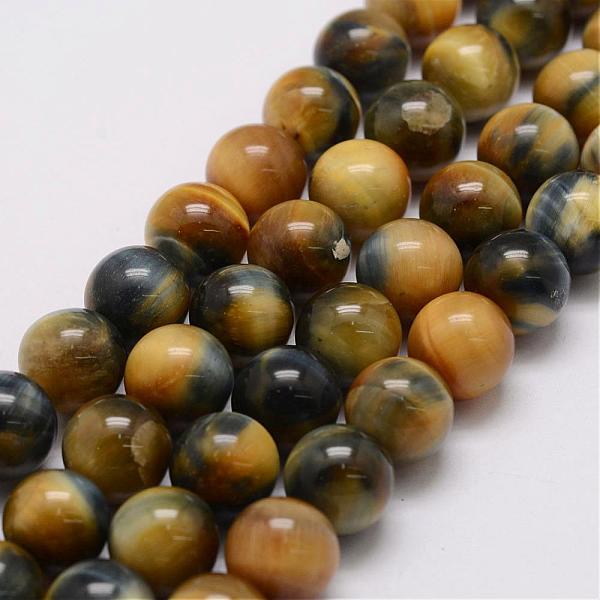 

PandaHall Natural Tiger Eye Bead Strands, Round, Dyed & Heated, Goldenrod, 8mm, Hole: 1.2mm, about 49pcs/strand, 14.9 inch~15.5 inch Tiger..., Gold