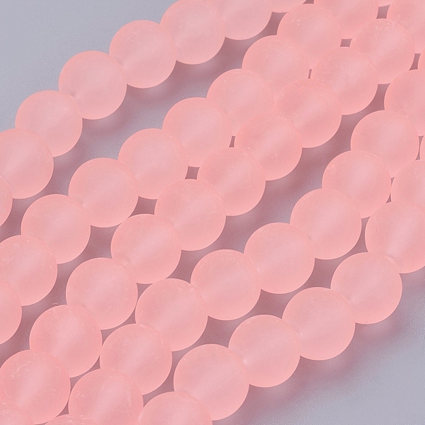 

PandaHall Transparent Glass Bead Strands, Frosted, Round, Light Salmon, 10mm, Hole: 1.3~1.6mm, about 80pcs/strand, 31.4 inch Glass Round Red