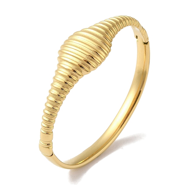 

PandaHall 304 Stainless Steel Grooved Hinged Bangles for Women, Real 18K Gold Plated, Inner Diameter: 2-3/8x2 inch(6X5.05cm), 18.5mm 304...