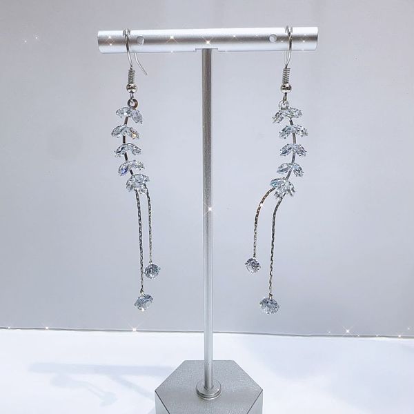Exaggerated Clear Cubic Zirconia Tassel Dangle Earrings