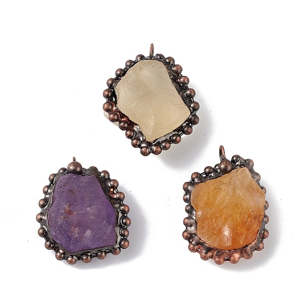 

PandaHall Natural Mixed Stone Pendants, Nuggets Charms with Red Copper Plated Brass Chains, Lead Free & Cadmium Free, 31~42x23~35x12~23mm...