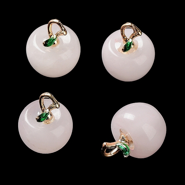 

PandaHall Natural Rose Quartz Pendants, with Alloy Enamel Loops, Apple, for Teacher's Day, 16x14mm, Hole: 4x2mm Rose Quartz Apple