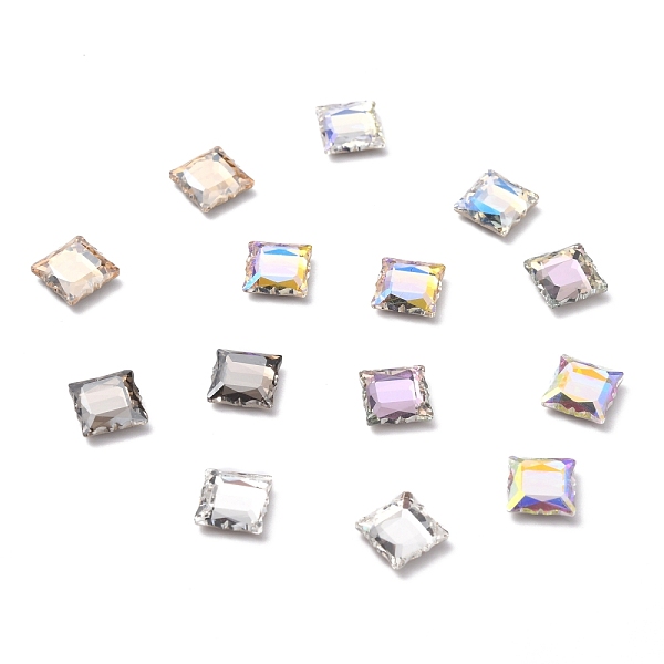 

PandaHall K9 Faceted Glass Rhinestone Cabochons, Flat Back, Back Plated, Square, Mixed Color, 8x8x3mm Glass Rhinestone Square Multicolor