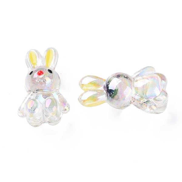 

PandaHall Transparent Acrylic Beads, with Enamel, AB Color Plated, Rabbit, Clear, 25x14.5x11mm, Hole: 2.5mm Acrylic Rabbit Clear