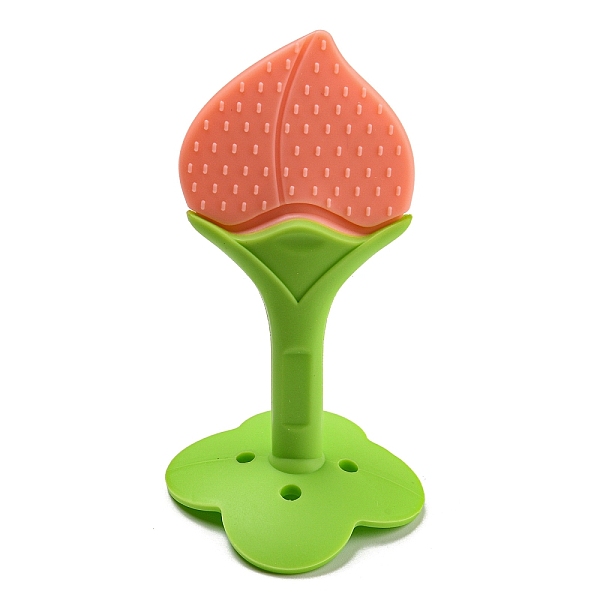 

PandaHall Silicone Fruit Teether and Toothbrush, Baby Chewing Teething Toys for Baby Shower, Peach, 91x49x50mm Silicone Peach Red